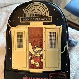 Loungefly Black and Cream Hollywood Tower Backpack